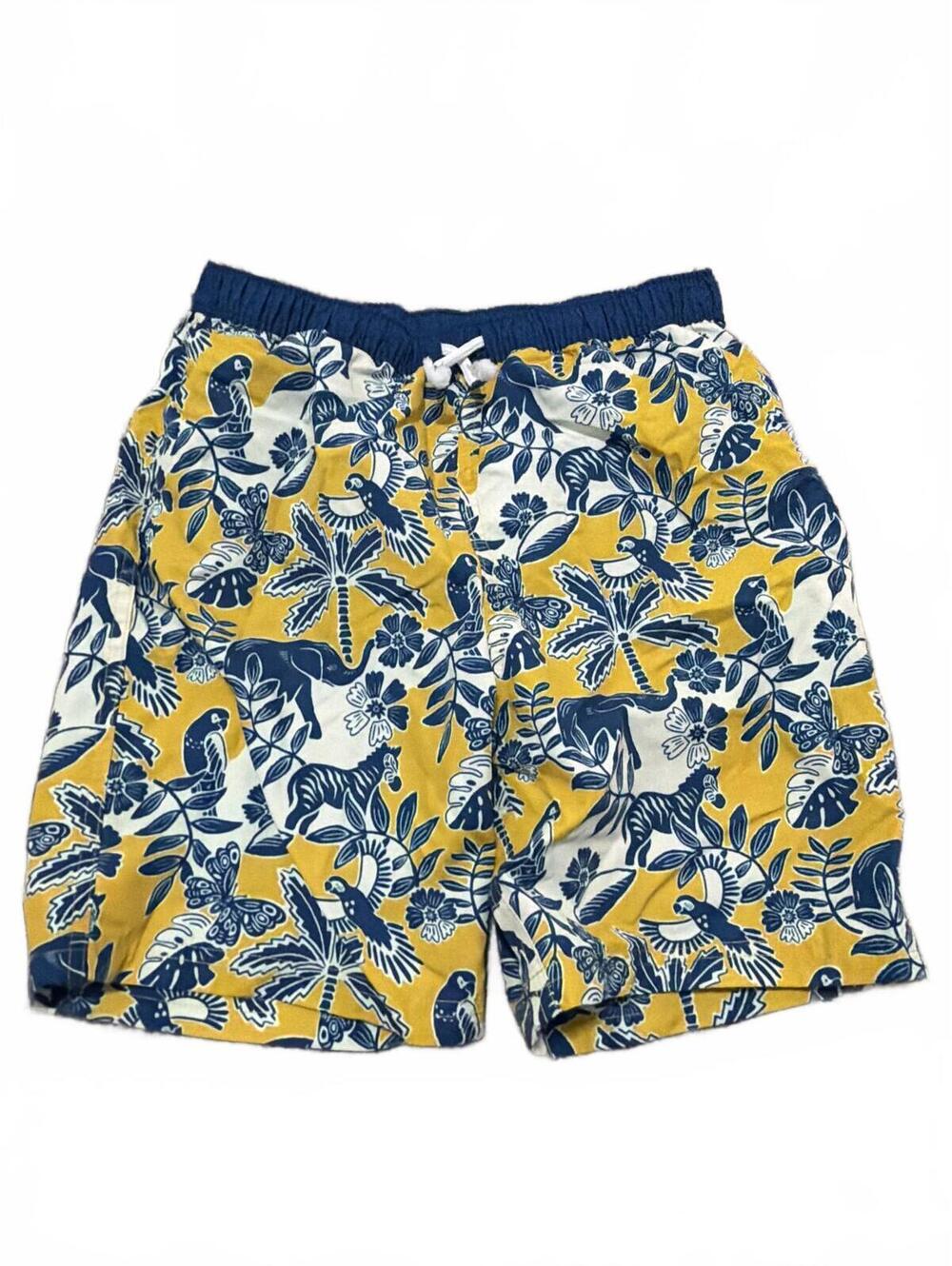 Mini Boden Boys Swim Trunks 11-12Y Yellow Blue Birds